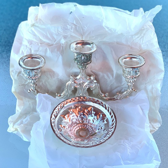 3-Candle Silver-Plated Candelabra - Picture 4 of 5